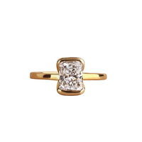 Bague de fiançailles en diamant de laboratoire taille Radiant, or 14K, sertie demi-cerclée, solitaire 1,75 carat, minimaliste et délicate, certifiée IGI, pour demande en mariage