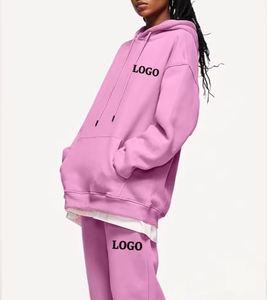 Conjunto de pantalones de chándal holgados para mujer, chándal personalizado de algodón de alta calidad, chándal de gran tamaño, chándales Unisex en blanco de peso pesado, 500gsm - Product Image 4