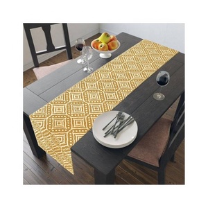 Handmade Black Geometric Stylish Latest Design 100% Cotton Counter Top Embroidered Kitchen Rectangle <b>Wedding</b> <b>Runners</b> on Sale - Product Image 4