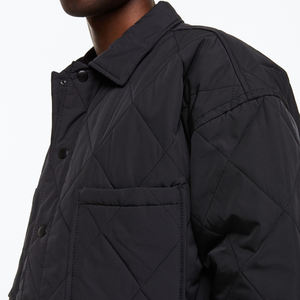 Wholesale Men's Relaxed Fit Quilted Jacket Solid Color Winter Bomber Puffer Outwear Custom <b>Warm</b> Thick Canvas <b>Coat</b> Stand Collar - Product Image 6