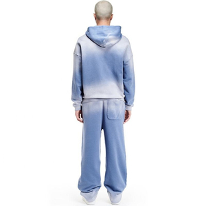 Trajes de chándal lavados con ácido personalizados en línea, chándal extragrande de rizo de algodón 100% personalizado para hombre, conjunto de pantalones de chándal y Sudadera con capucha apilados acampanados - Product Image 5