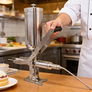 Remplisseuse à churros manuelle commerciale en acier inoxydable, machine à garnir les beignets, injecteur de crème en acier inoxydable 5L pour <span class=keywords><strong>boulangerie</strong></span> - Product Image 1