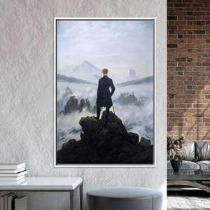 Tableau sur toile imprimé « Élégant Voyageur au-dessus la mer de brouillard », TOILE ENCADRÉE BLANCHE - Product Image 1