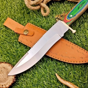 Camping Hunting Bowie <b>Knife</b> Carbon Steel Partially Serrated Edge Durable Lightweight with Multicolor Wood Handle 3 Year Warranty - Product Image 5