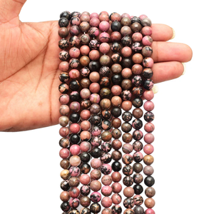 Collar de Cristal Natural, Cuentas de Rodonita Lisas, Joyería de Piedra Roja Pulida, Hilo Suelto de Piedras Preciosas al por Mayor para Sanación - Product Image 4