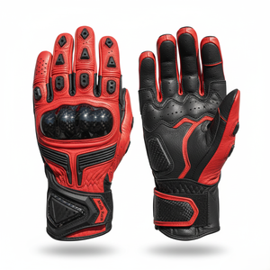 Gants de moto en cuir de vachette pleine fleur, manchette intégrale, perforés pour la conduite estivale, faible MOQ, fabricant en gros - Product Image 1