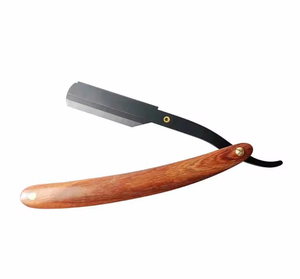 Maquinilla de afeitar recta de peluquero de hoja única con mango de madera, maquinilla de afeitar hecha a medida - Product Image 1