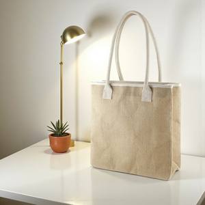 Sac fourre-tout en jute biodégradable personnalisé EcoVibrance sac à main à bandoulière réutilisable et durable pour femmes sac à provisions promotionnel - Product Image 1