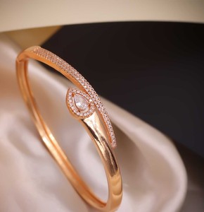 Premium Zircon Stone Gold Rose Gold Plated Snake <b>Inspired</b> Bangle Style <b>Bracelet</b> Lightweight Durable Design for Women Trendy - Product Image 1