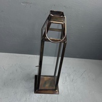 Lampu Lilin Hias Buatan Tangan Desain Artisan, Kaca dan Kuningan, Warna Coklat, Model L336 untuk Dekorasi Rumah