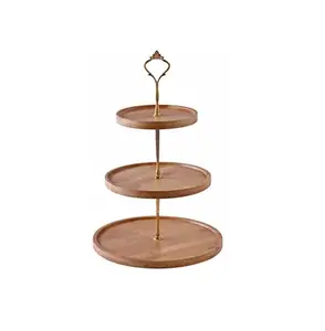 Desert Serving Cake Stand Customized size and hot sale round shape rustic wooden handmade high quality manufacturer of india