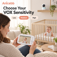 Anicebb Moniteur pour bébé de 5 pouces, vision nocturne infrarouge, alertes sonores VOX, 2,4 GHz FHSS, audio bidirectionnel, sans Wi-Fi, BM5G08L pour les soins de la nurserie