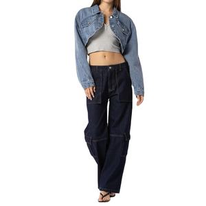 High premium High Quality Wholesale Clothing Manufacturer <b>Crop</b> Denim Jacket For <b>Women</b> New Fashion <b>Women</b> Cropped <b>Jean</b> Jackets2026 - Product Image 1