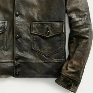 Chaqueta de Cuero Negra de Invierno para Hombre, Personalizada, de Alta Calidad, Piel de Vaca, Cuello Mao, Cierre de Cremallera, Estilo Urbano, Impermeable - Product Image 4