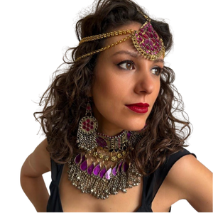 Ensemble de bijoux de mariée tribale afghane éblouissante 2025 boucle d'oreille Jhumka suspendue bijoux de mode de mariage pour les femmes - Product Image 1