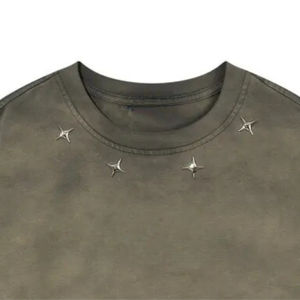 Camisetas desgastadas con estilo para hombre, detalle bordado elegante, Camiseta cómoda informal, Camiseta 100% de algodón estambre para uso diario de verano - Product Image 2