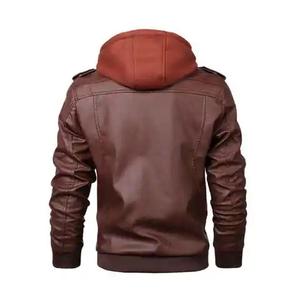 Chaquetas de Cuero Vacuno para Hombre, Estilo Urbano, Manga Larga, Impermeables y Resistentes al Viento, Colores Sólidos, para Invierno - Product Image 2