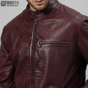 Blouson d'aviateur en cuir véritable unisexe personnalisé avec logo camouflage sur le devant Fermeture à glissière Style moto - Product Image 6
