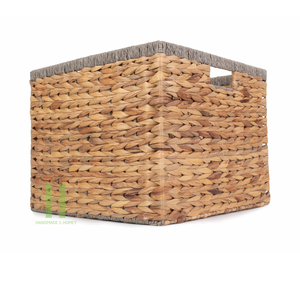 Cesta de almacenamiento de jacinto de agua rectangular ecológica tejida a mano rústica para Decoración de mesa embalaje OEM de Vietnam - Product Image 2