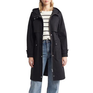 Trench d'hiver personnalisable pour femmes longue capuche simple boutonnage bouton fermeture à glissière respirant Design classique Patchwork - Product Image 2