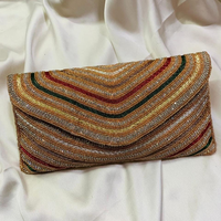 Nuevo Diseño de Patrones Étnicos, Bolso de Mano de Noche para Mujer, Hecho a Mano por Diseñadores, de Primera Calidad, con Cuentas Bordadas y Tipografía