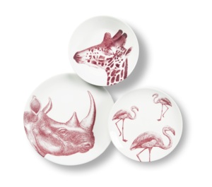 Set di stoviglie in ceramica rotonda di design italiano esclusivo, 18 pezzi, con stampa a colori di animali naturali, lavabile in lavastoviglie. - Product Image 2