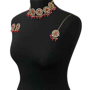 Vente en gros d'usine, ensembles de colliers et de boucles d'oreilles traditionnels indiens et pakistanais, faits à la main, plaqués argent, en acier inoxydable - Product Image 1