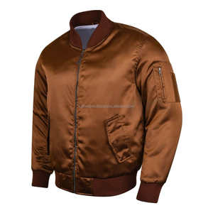 Blouson Bomber Homme Marron en Satin Écologique Fait Main, Fermeture Éclair, Décontracté, Multi-Poches, Style Streetwear – Vente Chaude pour Commandes en Gros - Product Image 2