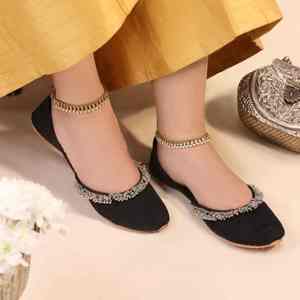 Zapatos Planos de Cuero Khussa Jutti de Lujo para Mujer, Hechos a Medida, Estilo Mojari Punjabi, Vestido Étnico Indio, AA IMPEX, Todas las Temporadas, Todos los Tamaños - Product Image 3