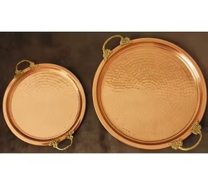 Bandeja de servicio de lujo hecha a mano martillada y pulida a mano hecha de cobre puro - Product Image 3