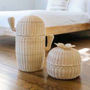 Panier de rangement charismatique en rotin Cactus panier de pépinière en rotin abordable pour salle de jeux - Product Image 4