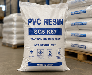 เม็ดพลาสติกโพลีเมอร์ PVC Resin SG5 K67 สีขาว น้ำหนัก 25 กก. หินภูเขาไฟจีน สำหรับการแปรรูปพลาสติก - Product Image 2