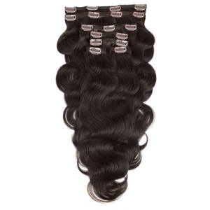 Extensiones de Cabello Humano Virgen Ondulado con Clip, de 8 a 36 Pulgadas, Color 1B Marrón Medianoche - Product Image 1