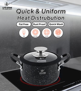 Marmite en granit de qualité supérieure antiadhésive avec couvercle en verre et bord en silicone - Product Image 6