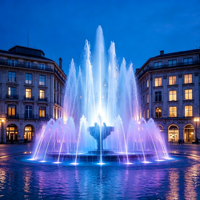Fontaine musicale extérieure de haute qualité avec jets d'eau programmables et spectacle laser pour hôtels, complexes hôteliers et parcs aquatiques