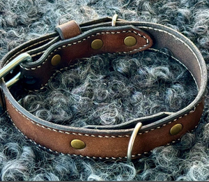 Collar de perro de cuero hecho a mano Collar de perro de cuero verde de alta calidad para galgo y Whippet - Product Image 2