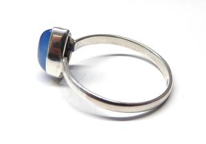 Anillo de Calcedonia de Plata de Ley 925 hecho a mano Aqua compromiso anillo ancho joyería fina para regalo de cumpleaños - Product Image 5