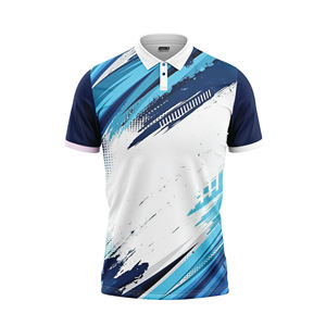 Fabricant de polos OEM ODM T-shirt à motif abstrait bleu pour hommes Vêtements de sport Vêtements de pickleball - Product Image 1