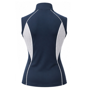 Women <b>Golf</b> Tank <b>Top</b> <b>Sleeveless</b> Half Zip Stand Collar Printed Contrast Piping Slim Fit Sports Jersey UV Protection Front - Product Image 2