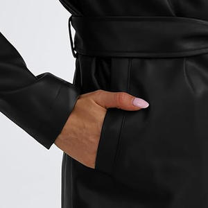 Manteau long en cuir pour femme, haute qualité, mode hiver, design personnalisé, prix de gros, usage régulier - Product Image 5