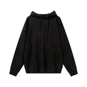 High Quality Mens <b>Black</b> <b>Plain</b> <b>Hoodie</b> Cotton Fleece Winter Pullover Casual Streetwear Sweatshirt OEM - Product Image 1