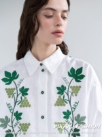 Chemise longue brodée Vintage pour filles, manches longues bouffantes, vêtements en coton pour dames