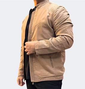 Veste de motard vintage décontractée kaki pour homme Bearfit, automne, 100% coton, coupe ajustée, écologique, coupe-vent, respirante, fermeture éclair, service OEM - Product Image 3