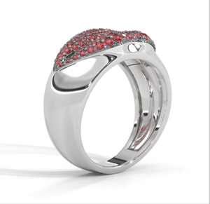 Bague Lèvres Sculptées Kiss My Art en Argent Sterling Plaqué Or Blanc Rose 18K avec Diamants Créés en Laboratoire – Style Minimaliste pour Femme - Product Image 4