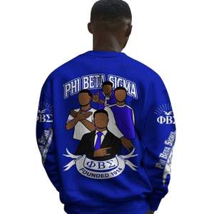 Phi Beta Sigma grec 1914 pull en tricot acrylique bleu blanc Chenille lettres Sigma Beta fraternité vêtements pull - Product Image 6