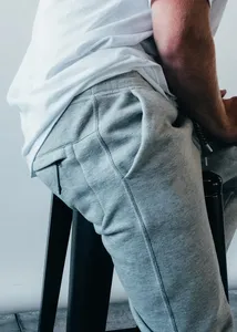 Pantalones de chándal grises de lana de algodón pesado para clima frío invierno hombres Jogger pantalones casuales con bolsillos laterales - Product Image 6