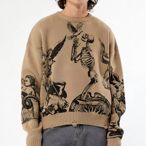 Pull pour hommes Pull à motif jacquard Tricots Col rond Tricoté en coton Pull en tricot personnalisé Prières pour hommes Pull court pour hommes - Product Image 1