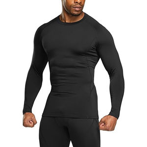 Camisas de compresión de manga larga de secado rápido personalizadas, poliéster ajustado, estilo informal, patrón sólido para entrenamiento, correr - Product Image 6
