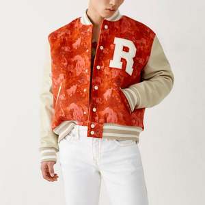 แจ็คเก็ตแขนหนังของผู้ชายงานเย็บปะติดเสื้อเบสบอลบอมเบอร์แจ็คเก็ตปักลายขนาดพิเศษ - Product Image 4