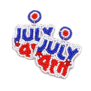 Pendientes de Bandera Bordados con Cuentas, Pendientes Colgantes Patrióticos del Día de la Independencia, 4 de Julio - Product Image 3